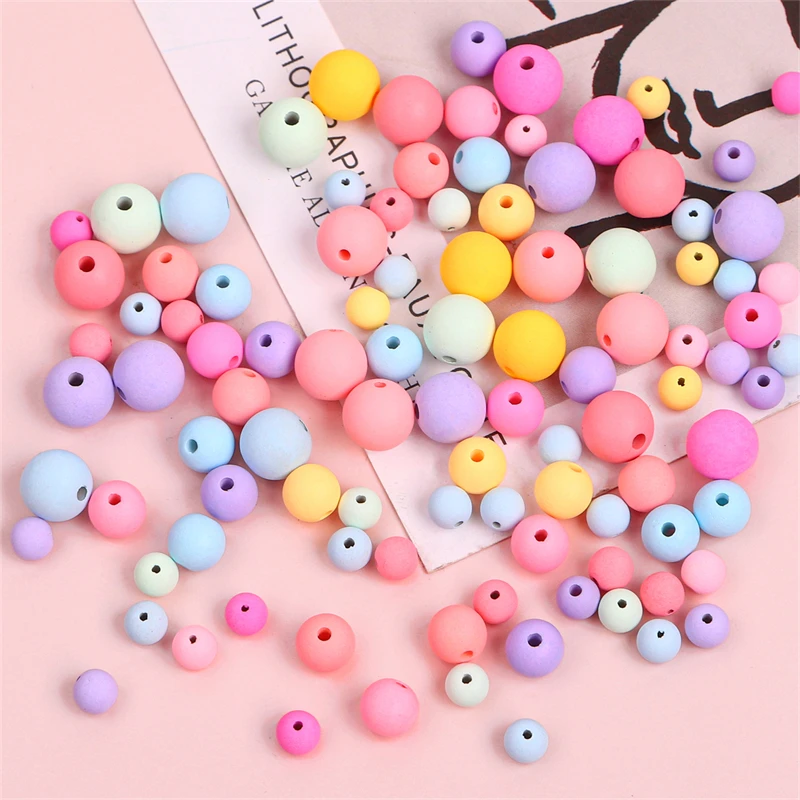 

6/8/10mm 30g Macarons Candy Solid Color Matte Acrylic Frosted Loose Beads for Necklace Bracelet DIY Jewelry Making Beads