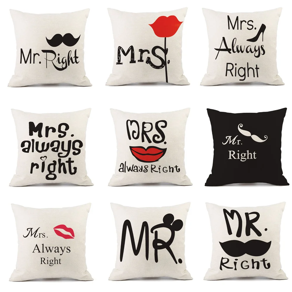 

Черные буквы Борода Пара модные буквы диван льняная подушка