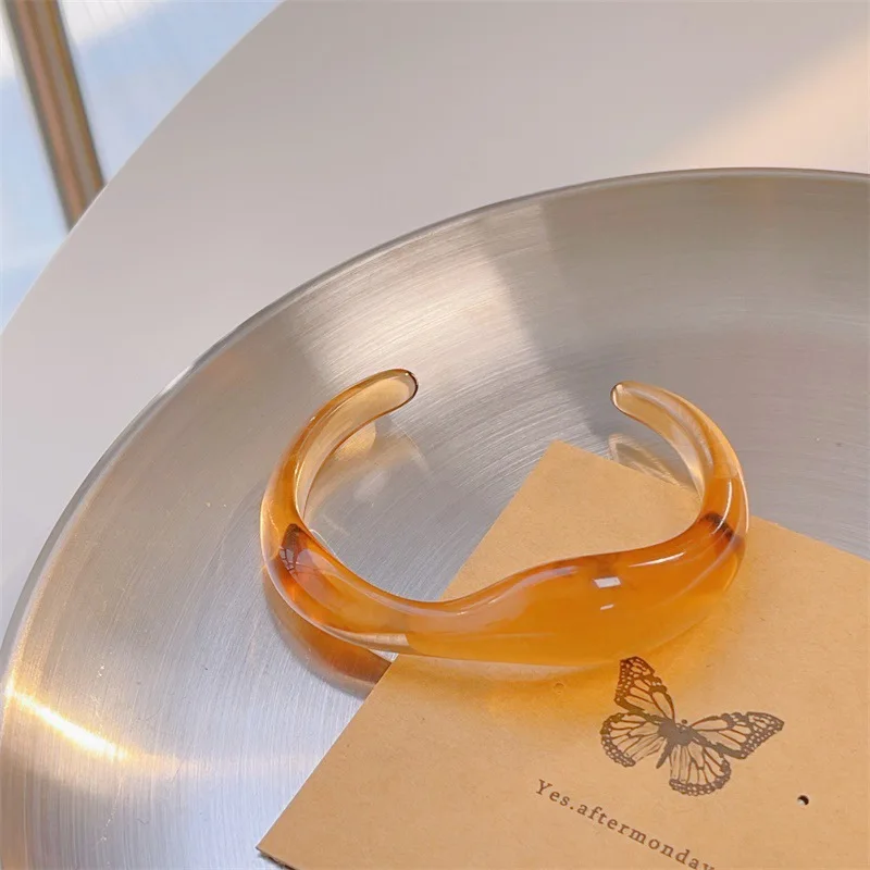 Модные Красочные прозрачные полимерные Открытые Браслеты геометрические