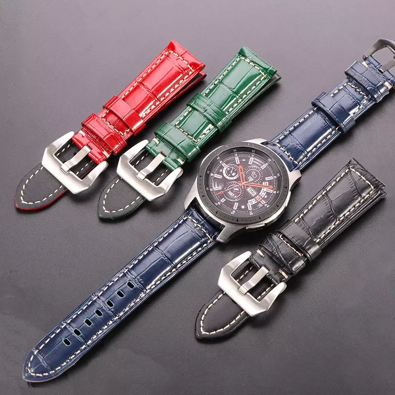 Genuine Leather Watchbands Black Brown Red Blue Green Orange Women Men Watch Strap For PAM Accessories 20mm 22mm 24mm