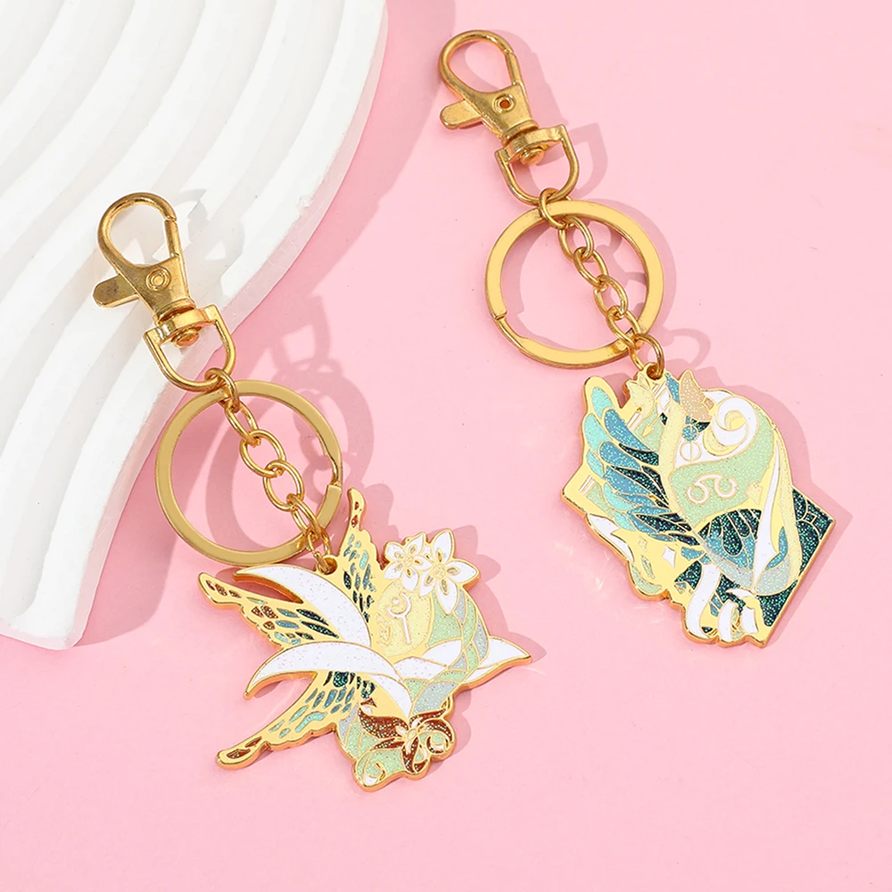

Creativity Flower Metal Enamel Keychain Beautiful Butterfly Wings Jewelry Keyring for Women Bags Charms Accessories