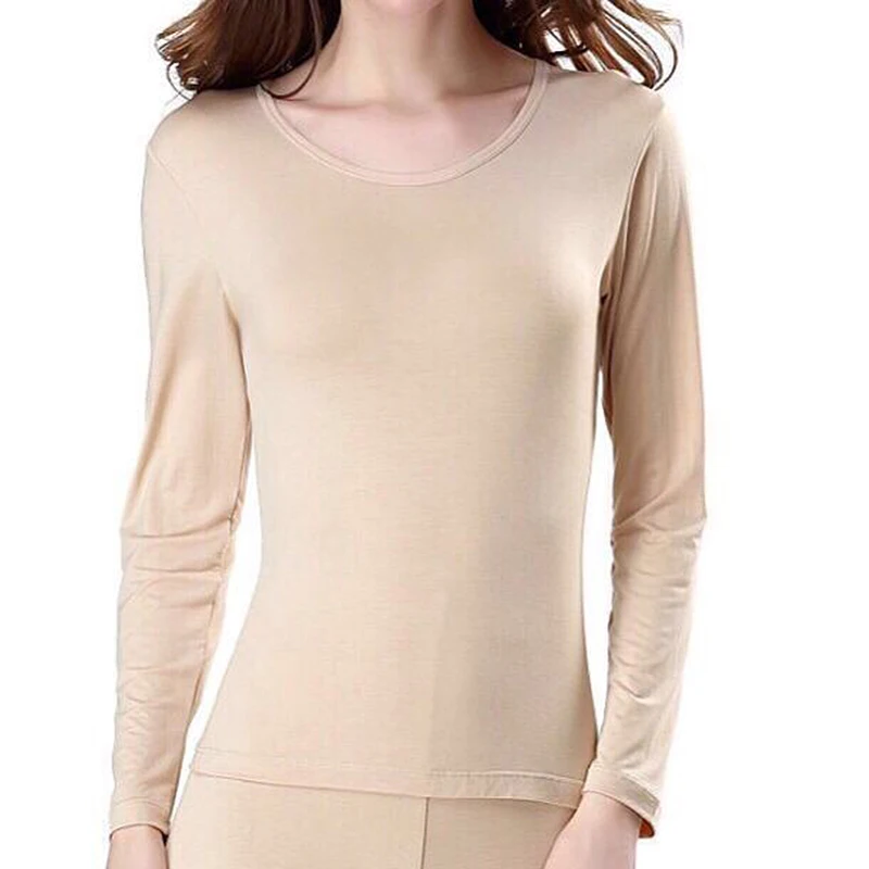 Womens Thermal Top Underwear Ultrathin Long Sleeve Shirt Base Layer Undershirt Top Shaper Inner Wear for Women Winter Thermals