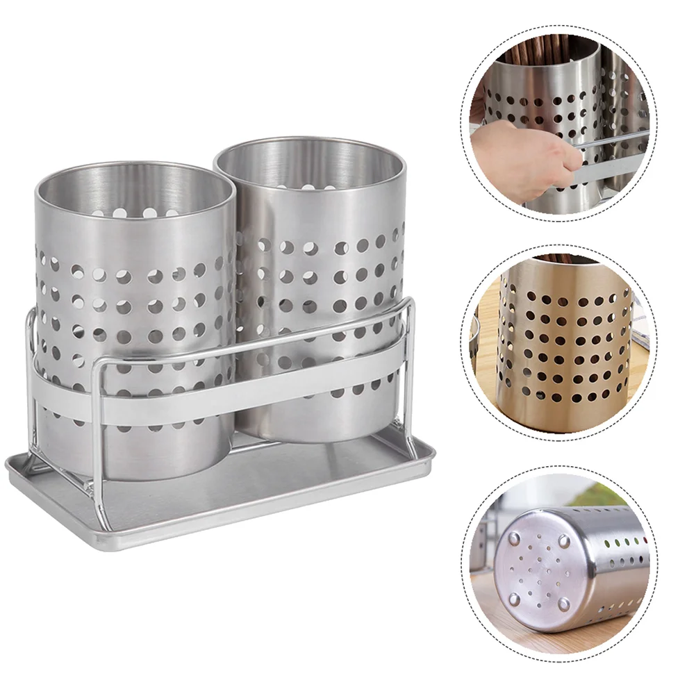 

1 Set Stainless Steel Utensil Holders Chopstick Holders Organizers (Steel Color)