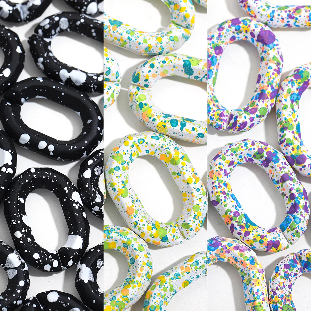 

18*25 мм акриловые большие геометрические открытые цепи красочная краска в сборе детали для изготовления ожерелья своими руками цепочка для ...