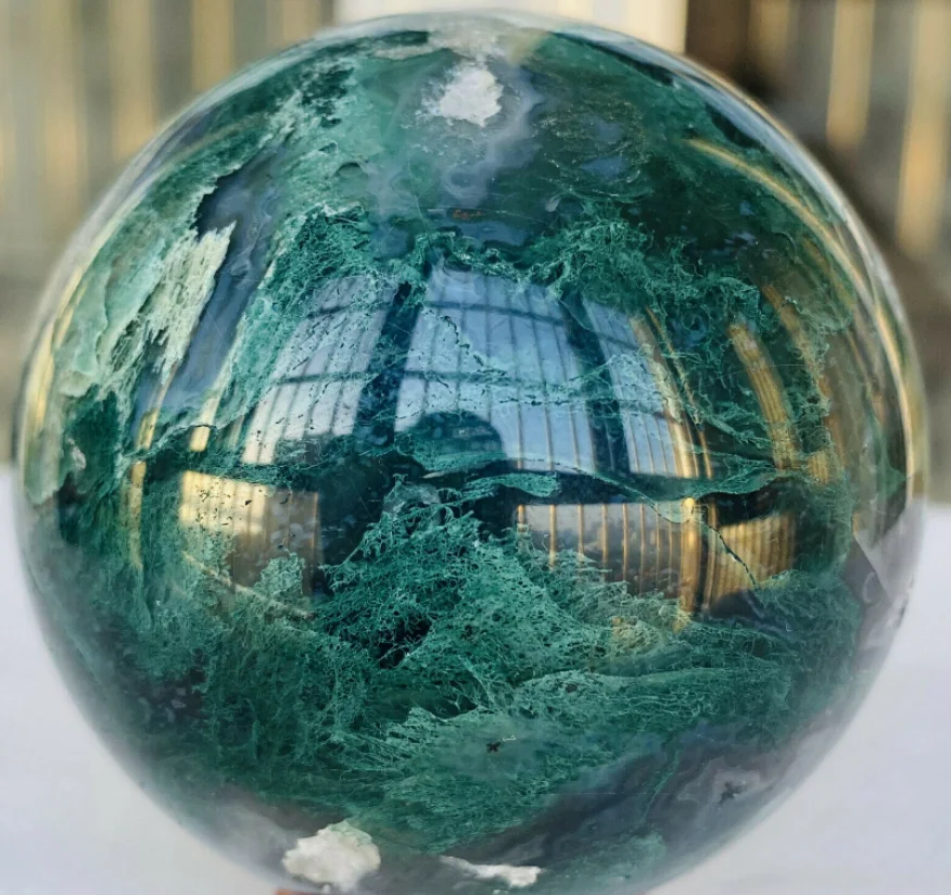 80 мм Натуральный Мох водный Агат кварц хрустальный шар для заживления чакр