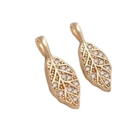 2pcs real gold plated leaf charms for jewelry findings making diy zircon pendant earrings necklaces craft handmade accessories