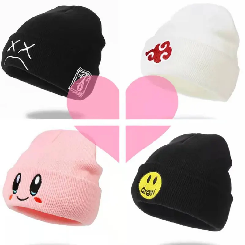 Вязаная Коллекционная шерстяная шапка модная Шапка-бини с вышивкой в виде черепа