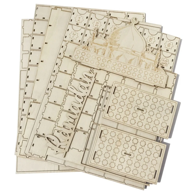 

Деревянный Мусульманский Календарь с обратным отсчетом для самостоятельной сборки, светодиодный праздничный Декор