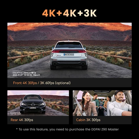 DDPAI Z90 Master Dual 4K Автомобильный видеорегистратор с HDR и 5 ГГц Wi-Fi — фото устройства