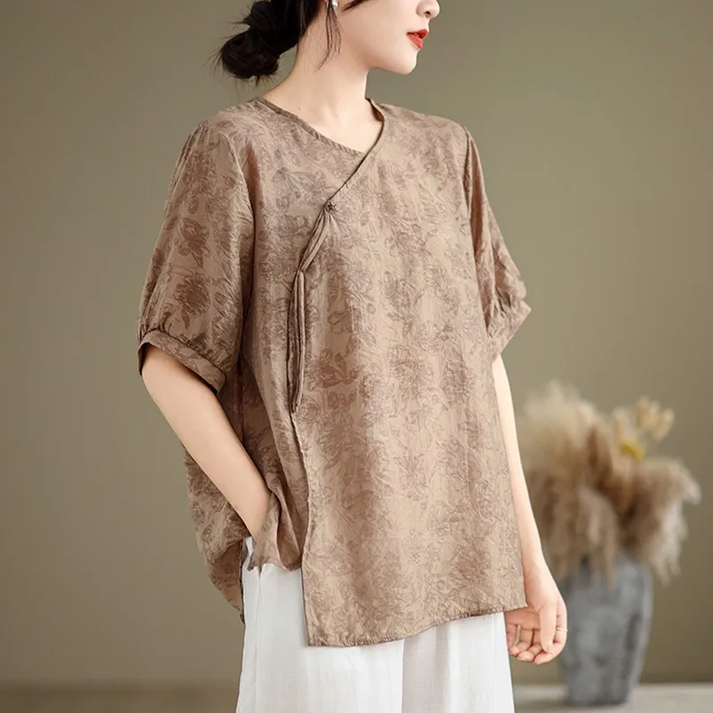 Женская Повседневная Блузка рубашка Новое поступление лета 2024 винтажный стиль