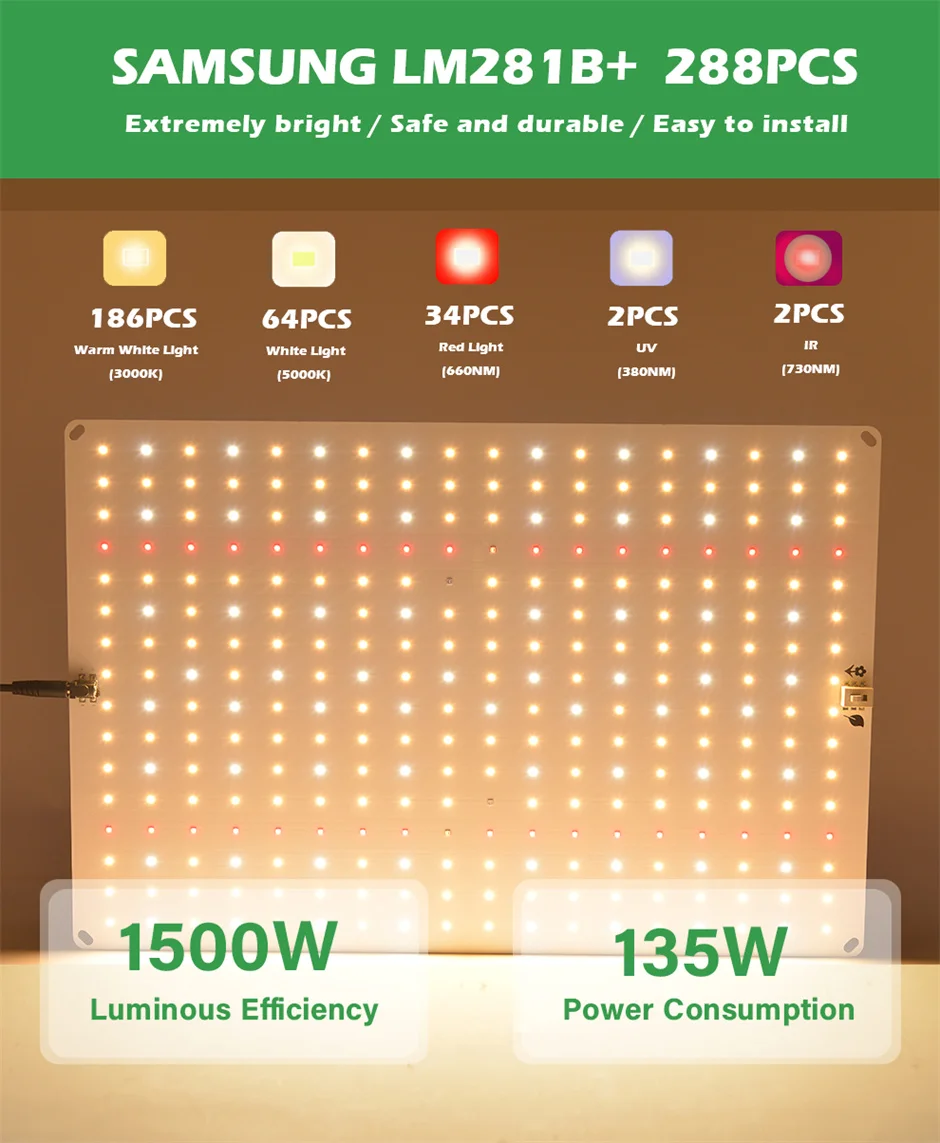 Samsung LM281B Quantum LED Grow Light Фитолампа для овощей и цветов enchufe aand para planta