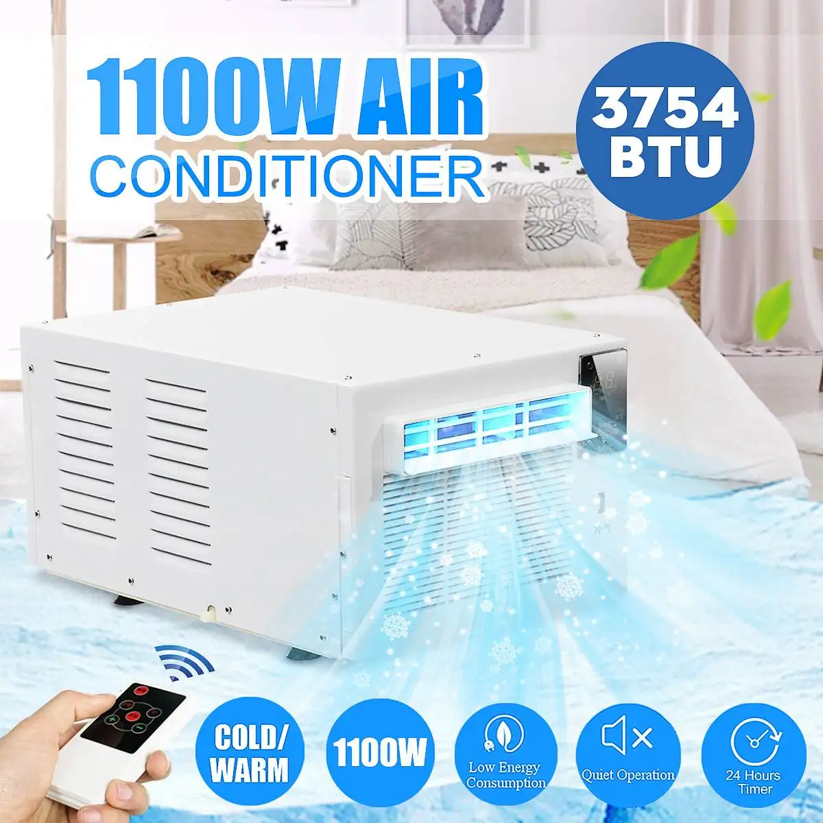 

1100W Protable Small Desktop Air Conditioner 220V Timeing Remote Control LED Panel Cold Air Conditioning Fans For Home Office
