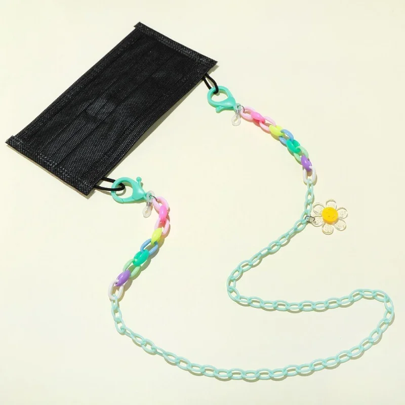 

Акриловая подвеска на шею, искусственная подвеска, маленькая свежая Маргаритка карамельного цвета, Подсолнух, двухцветная Противоударная маска, веревка