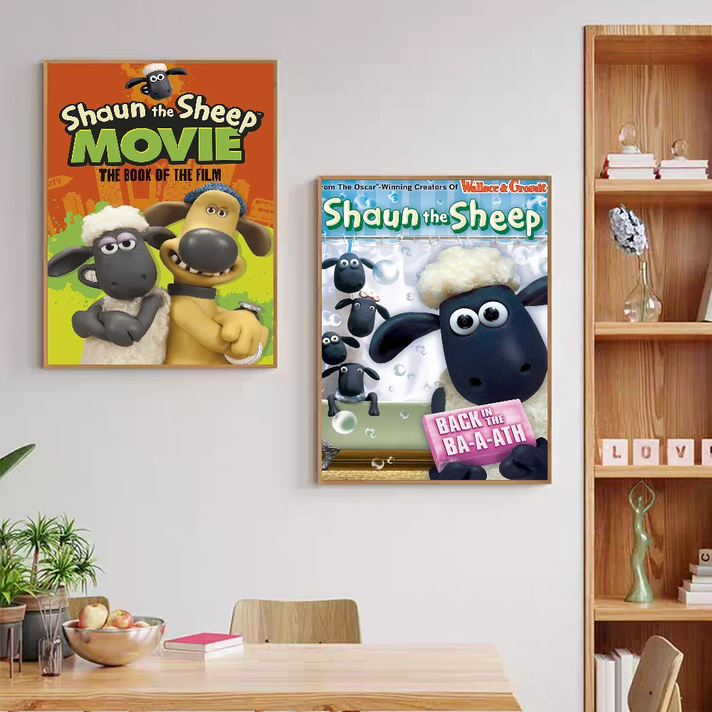 Shaun The Lamb Whitepaper Poster Retro Kraft Paper Sticker DIY Room Bar Cafe Vintage Decorative Painting