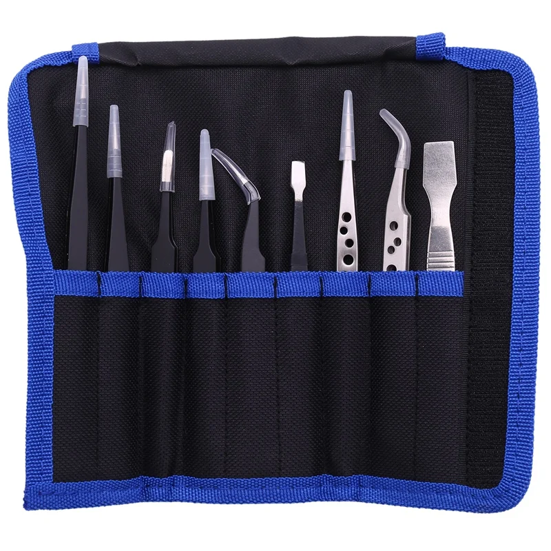 

9 шт набор пинцетов набор Нержавеющая сталь Анти-статический Точность Пинцет для электронный мобильный телефон ремонтные инструменты ручные инструменты