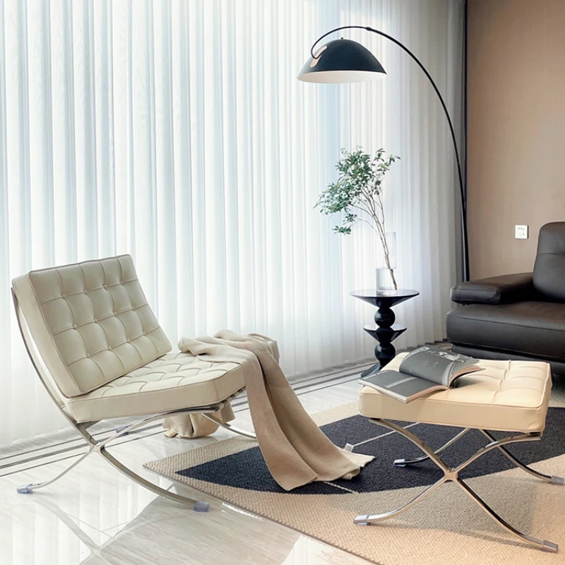 Vintage leather modern simple household living room balcony single leisure sofa lounge chair