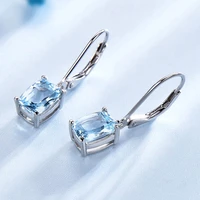 fashion s sterling silver color sky blue gem drop long earrings temperament earrings for women wedding exquisite jewelry