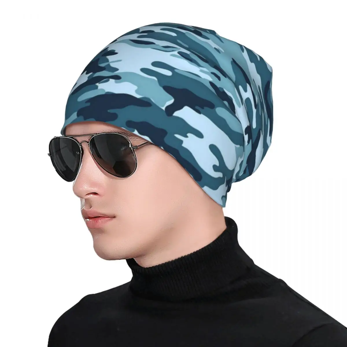Синие камуфляжные шапки с камуфляжным принтом вязаная шапка для мужчин и женщин