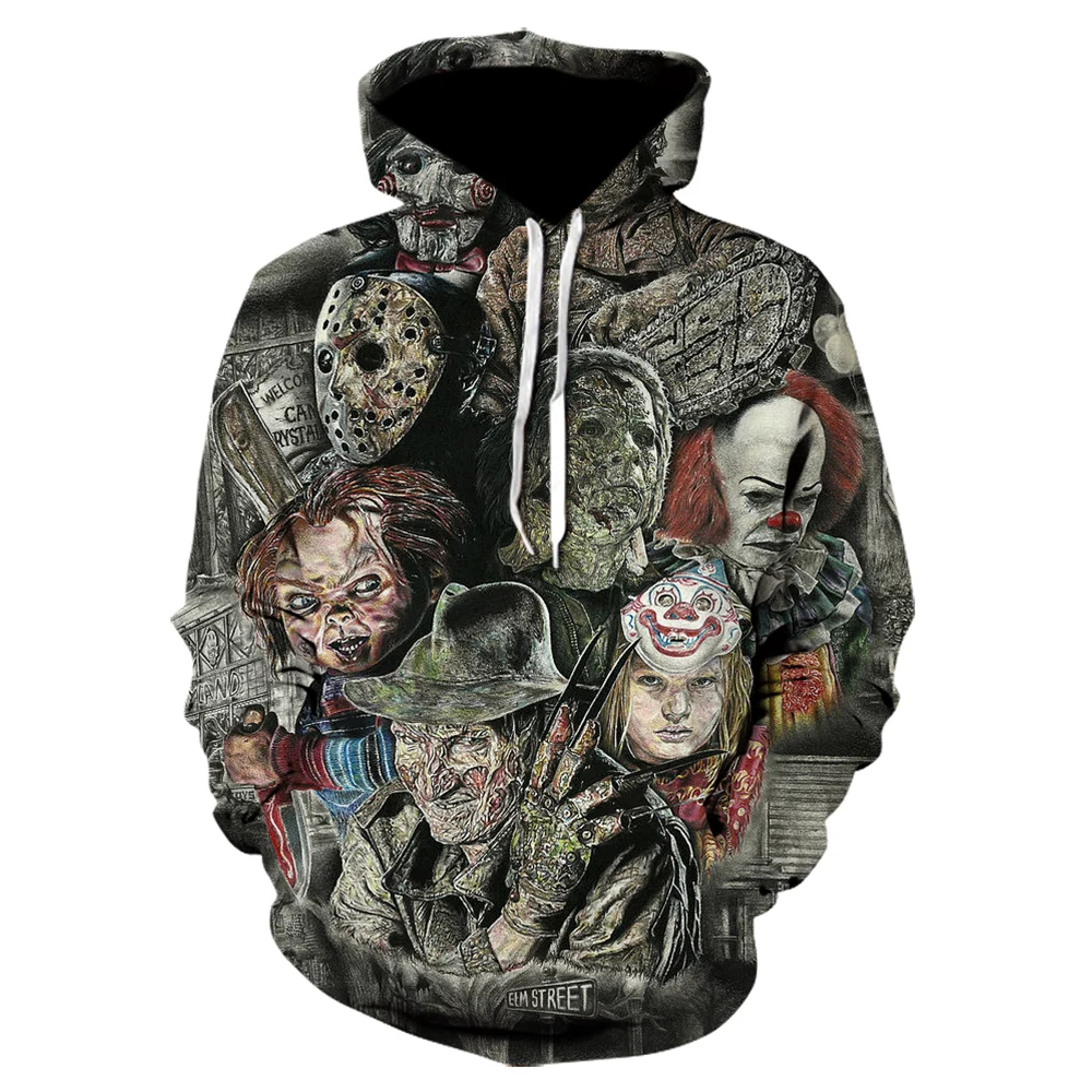 Men's sweatshirt horror movie chucky 3D hoodie print fashion jacket sweater autumn casual coat unisex size small S-6XL