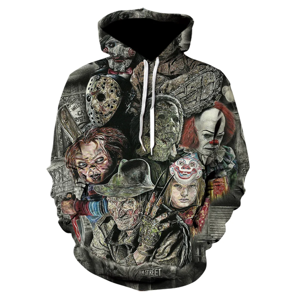 

Men's sweatshirt horror movie chucky 3D hoodie print fashion jacket sweater autumn casual coat unisex size small S-6XL