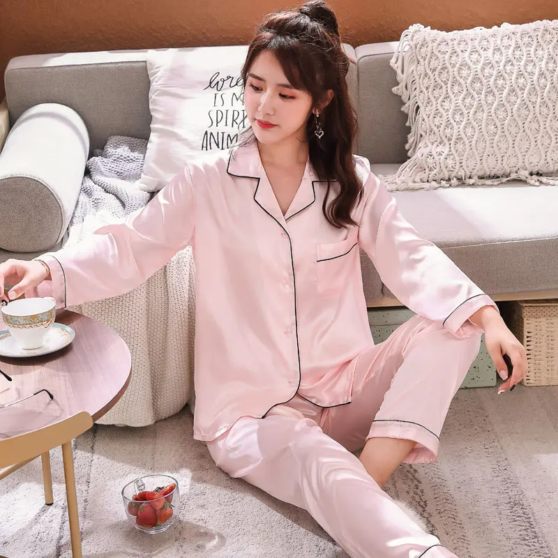 New Spring Youth Couple Pajamas Home Service Suit and Solid Color V-neck Loose Cotton Casual Sleepwear Soft Breathable Nightwear
