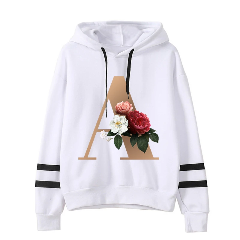 

Floral alphabet font classic Women Hoodies New Fashion Hoody Hip Hop Sweatshirts Short Sleeve Hoodie Sweatshirts