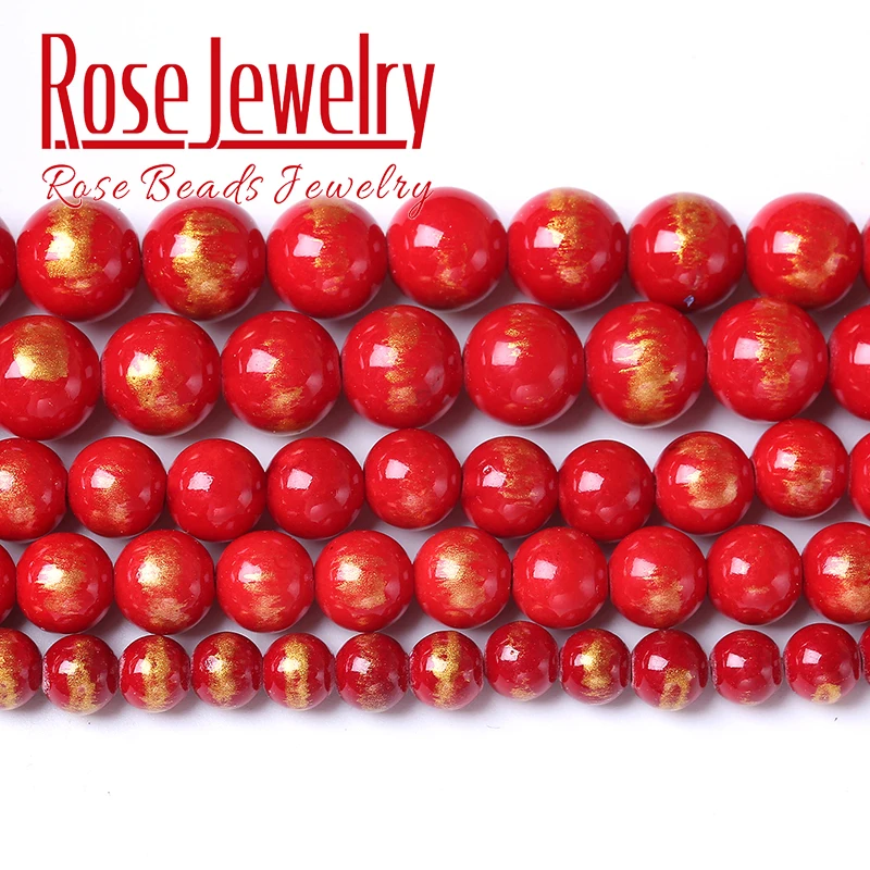 Natural Red Lapis Lazuli Jades Stone Beads For Jewelry Making Round Loose DIY Bracelet Necklace Accessories 4 6 8 10mm 15&quot |