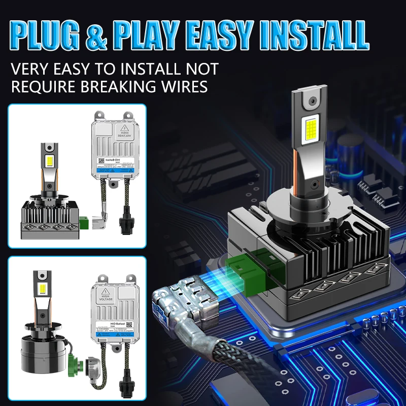 Carsnake Светодиодные Автомобильные Фары D1S D1R D2S D3S D4S D8S Canbus 60000Lm Дальний Свет Ближнего
