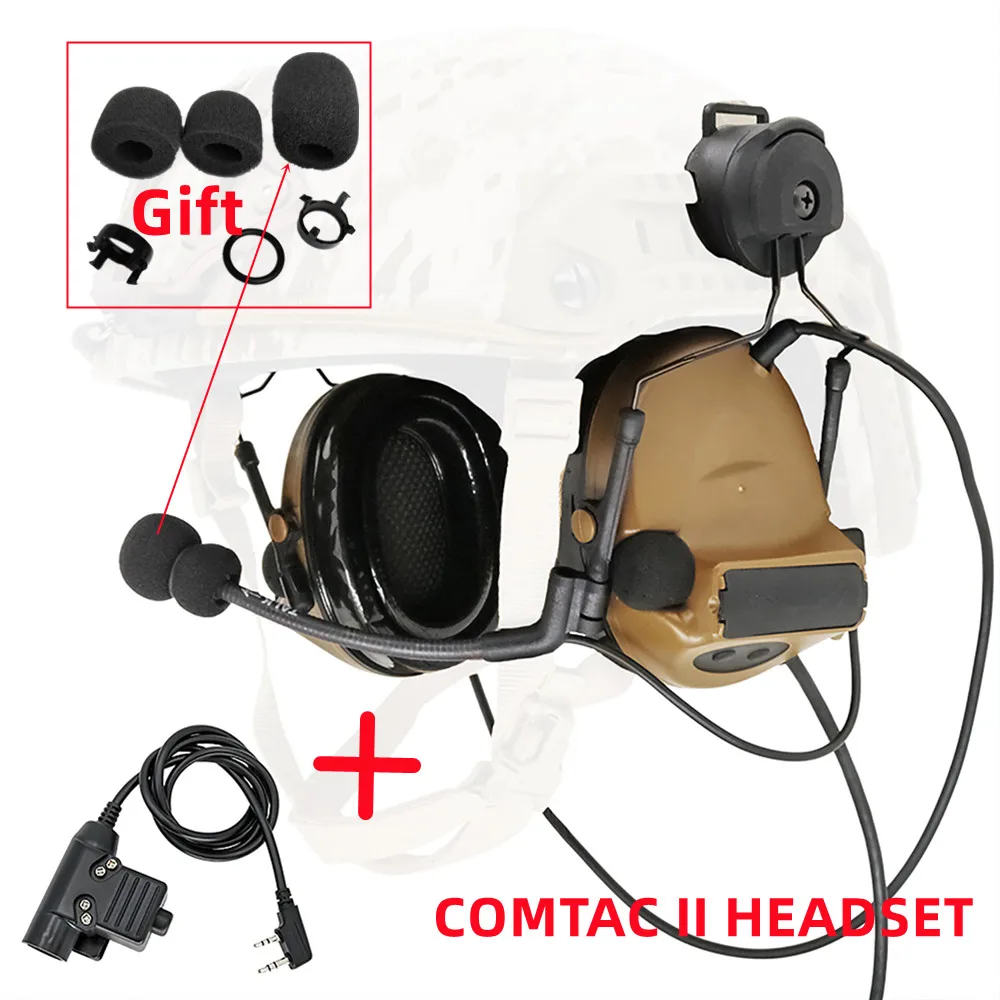 Hearangel Comtac Ii Tactical Airsoft Headphone with ARC Rail Adapter Hearing Protection Band Gel Ear Pads for Compatible U94 PTT