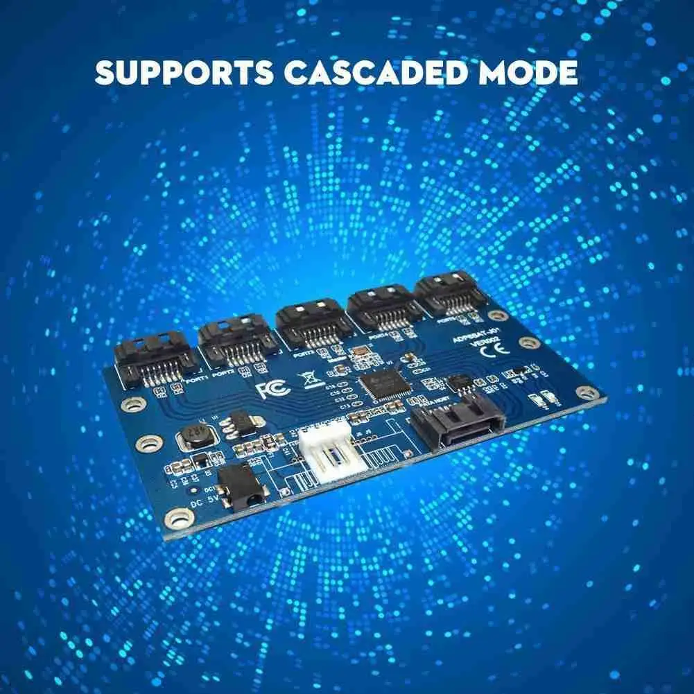 

SATA Expansion Adapter Card 1 To 5 Ports Computer Motherboard Card Expansion Port SATA Multiplier Support SATA3.0 O2M7