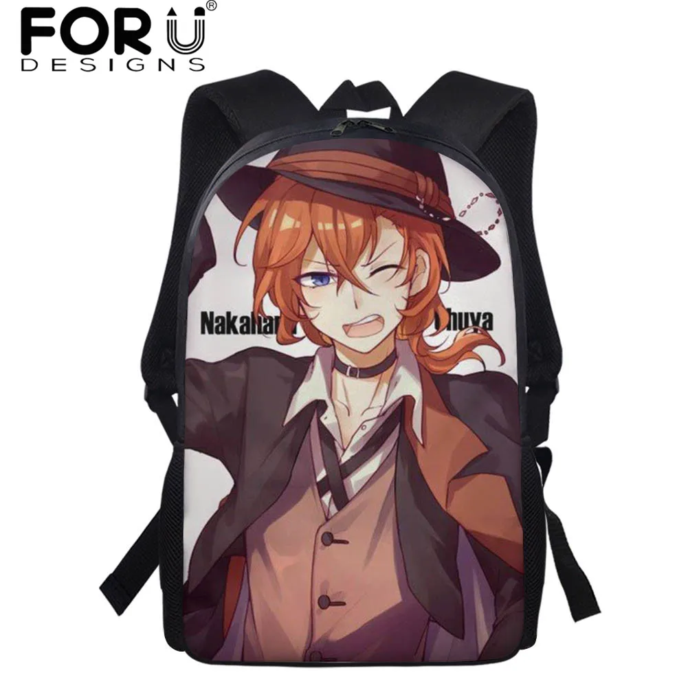 

FORUDESIGNS Bungou Stray Dogs Hot Anime Men Women Shoulder Bags Teenage Boys School Backpack 17 Inch Laptop Rucksack Bags Unisex