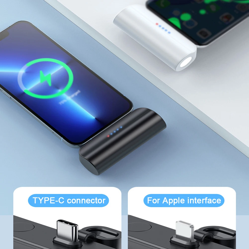 Фото Ультракомпактное портативное зарядное устройство для телефона с LED-фонариком, внешний аккумулятор 5000 мАч/3000 мАч для iPhone и Huawei №5