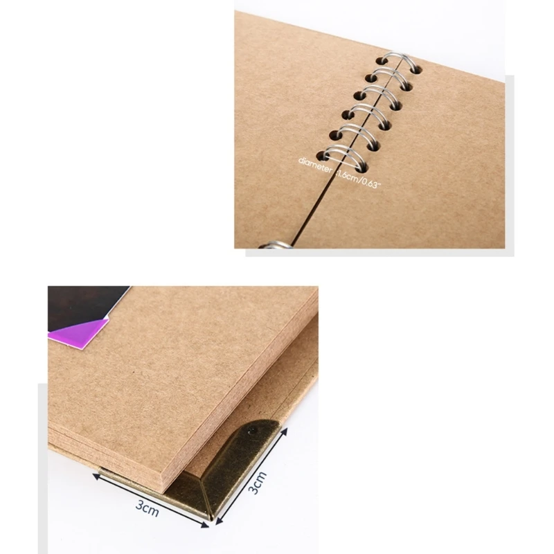 

M5TF 60 Pages Photo Album Kraft Paper Multifunction Outdoor Traveling Photo Organize