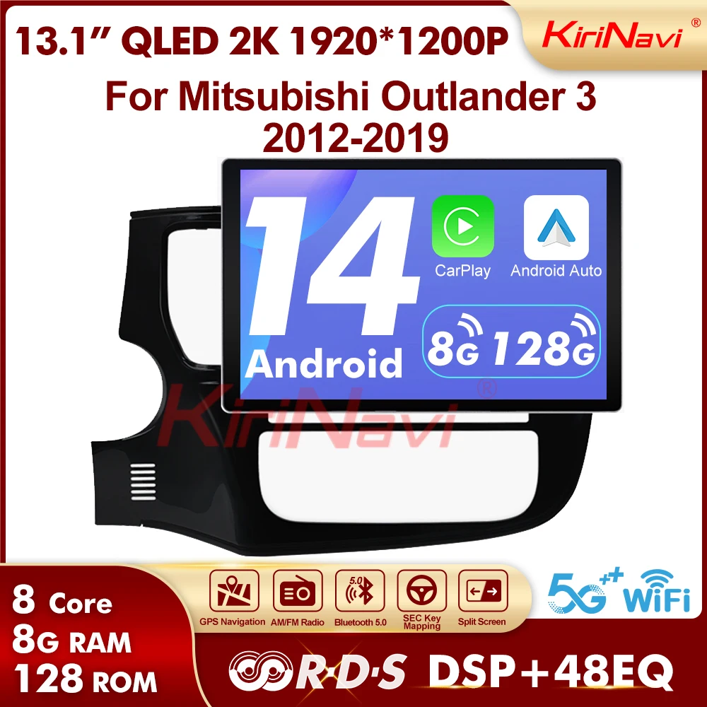 

Автомобильный стерео-радиоприемник 13,1 дюйма, GPS-навигация, система Android 14, Carplay для Mitsubishi Outlander 3 2012 2019, мультимедийные DVD-плееры