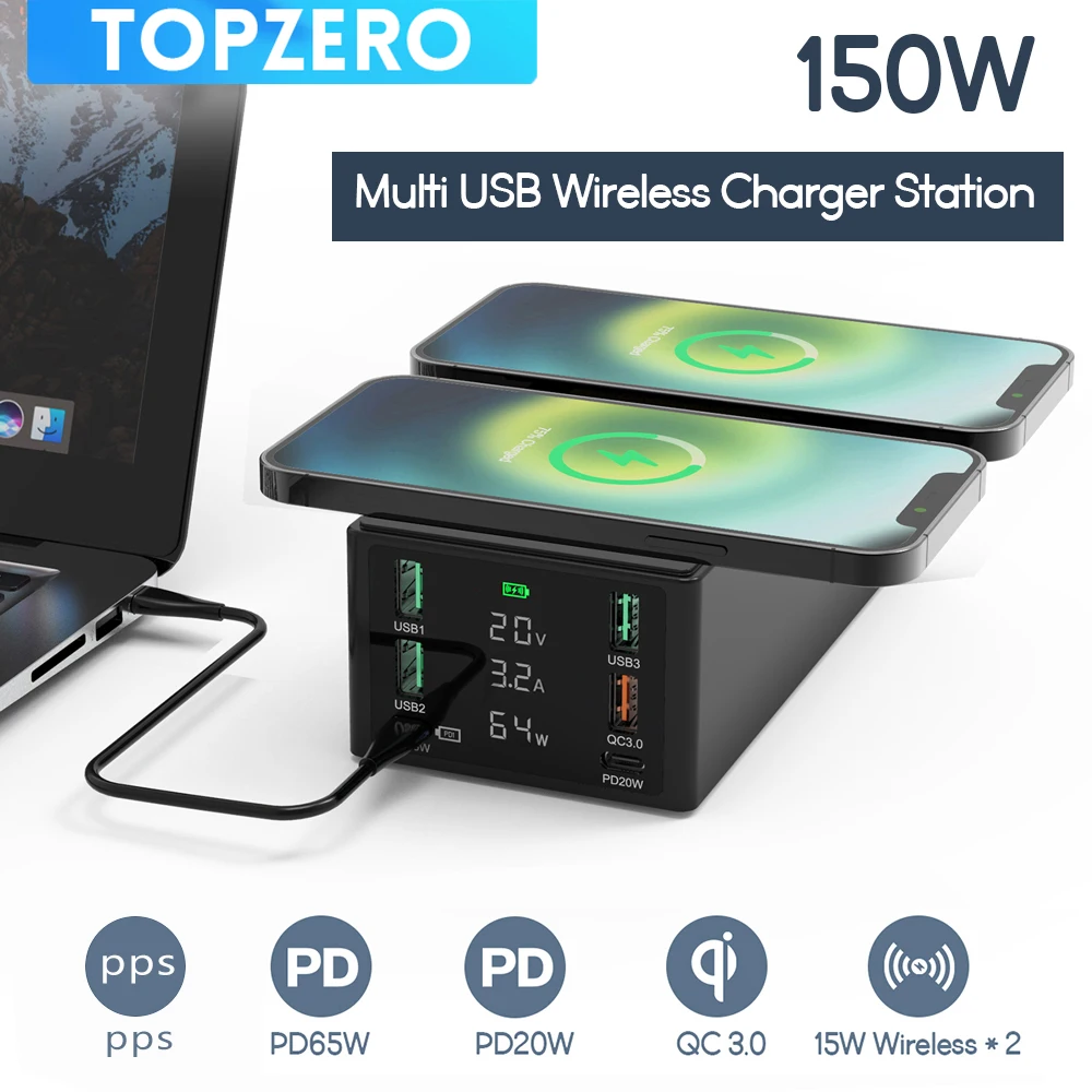 150W зарядное устройство usb QC3.0 PD65W быстрая зарядка , 15W беспроводная зарядка для iPhone 12 mini 13 pro max xiaomi Samsung ноутбук зарядка для телефона адаптер,зарядное устройство type c зарядная станция