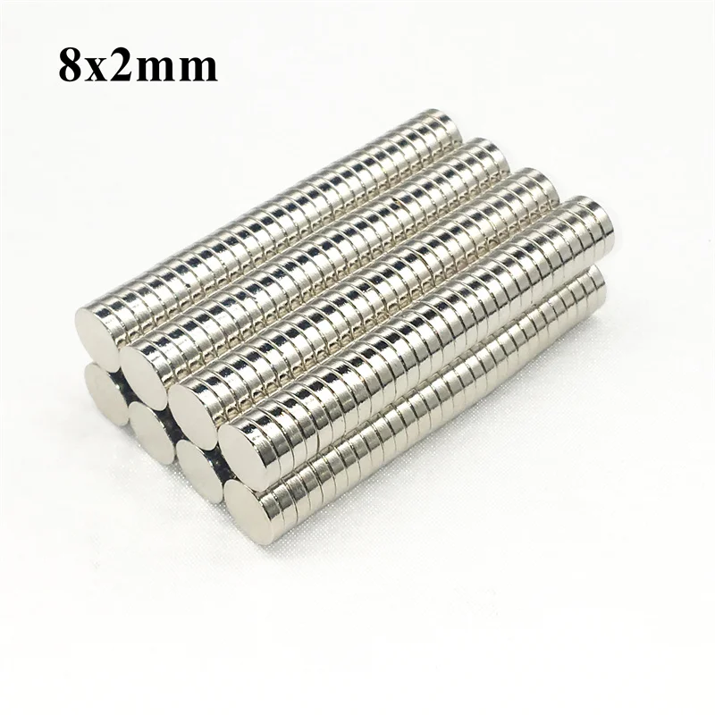 

20 шт. 8x2 мм Мотор сильный неодимовый магнит NdFeB мощный магнит небольшие круглые редкоземельные магниты N35 Магниты для поиска 8x2