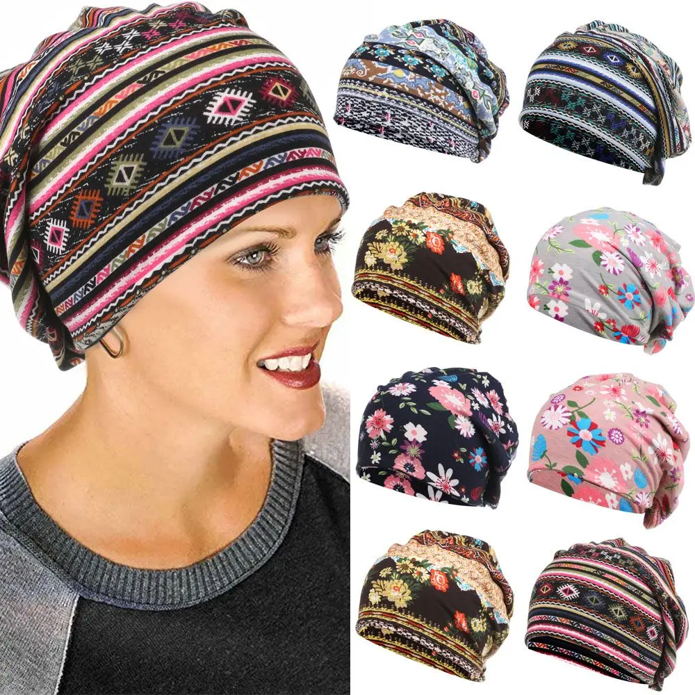 

Cotton Winter Warm Beanies Hair Loss Headscarf Sleep Caps Muslim Hijabs Head Wrap Women Turban Hat Chemo Hat