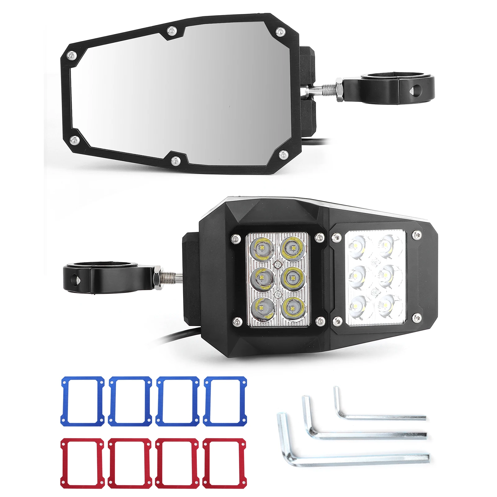 

UTV Side Rear View Mirror 360 Degree Adjustable with LED Lights Fit for Polaris RZR/Ranger side side