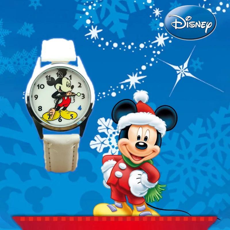

Disney Mickey Cartoon Children's Watch Movie Anime action figure PU Belt Pointer Digital Quartz watches for kids Birthday Gifts