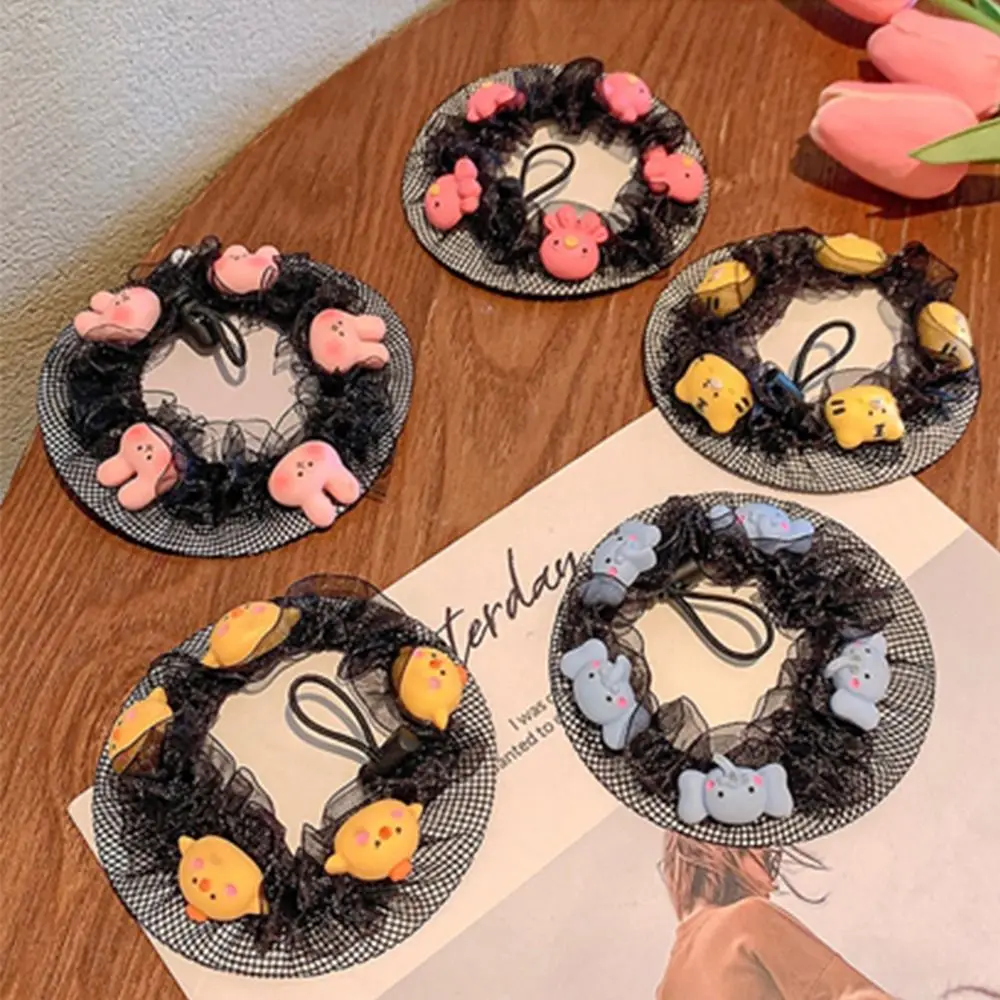 

Frog Bear Rabbit Cute Headdress Ponytail Holder Girl Bun Cover Snood Children Hair Net Ballet Dance Crochet Fanchon