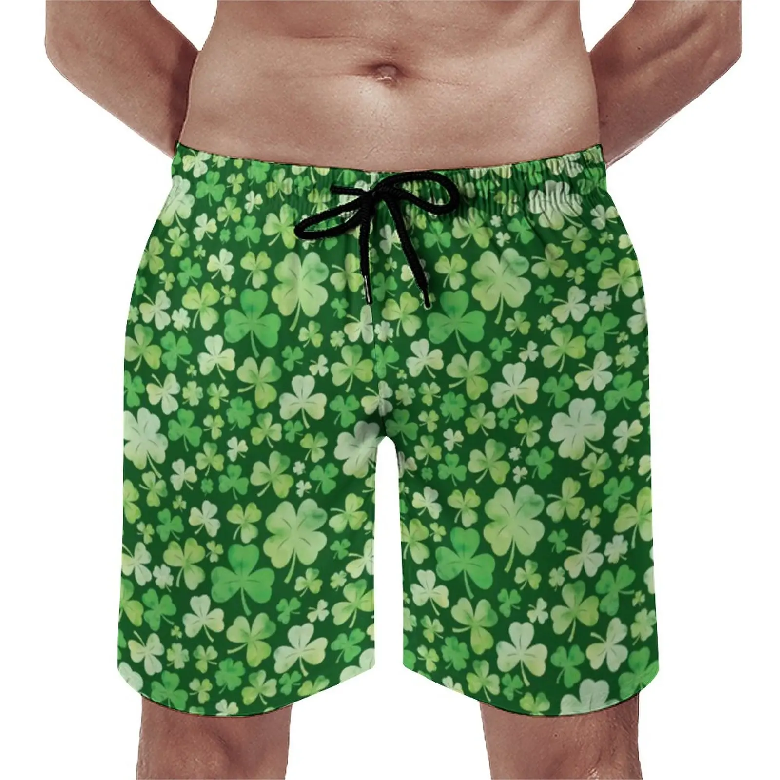 

Board Shorts St Patrick's Day Casual Beach Trunks Green Lucky Shamrock Men Fast Dry Surfing Quality Large Size Beach Short Pants