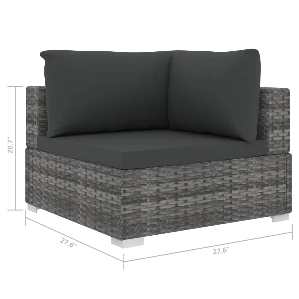 

Patio Outdoor Chairs Deck Outside Porch Furniture Set Balcony Sectional Corner Chair with Cushions Poly Rattan Gray