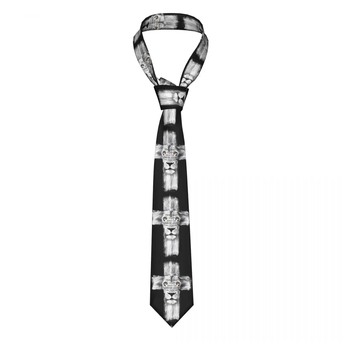 

Lion Of Judah Jesus Cross Lion Unisex Necktie Fashion Polyester 8 cm Narrow Neck Ties for Mens Daily Wear Cravat Office