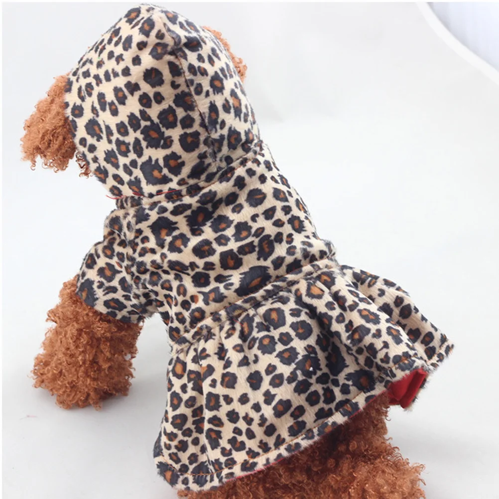 

Leopard Cotton Skirt Warm Pet Clothes Winter Autumn Pet Supplies for Dog Puppy (Size S)