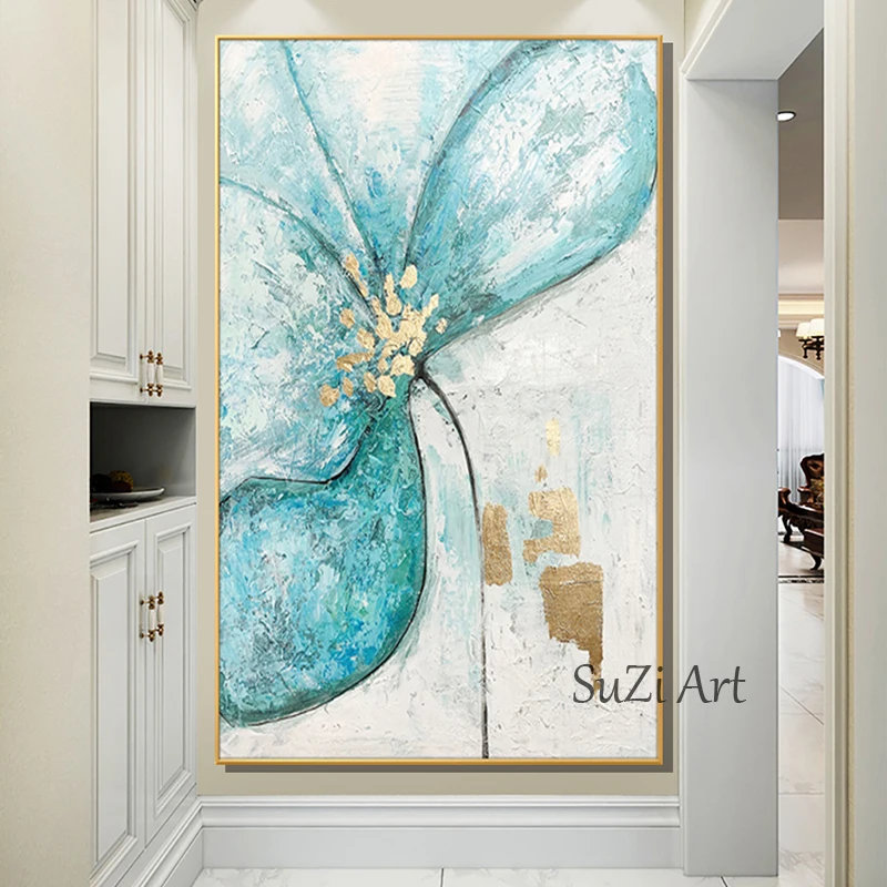 

100% Hand Painted Modern Abstract Oil Painting Color Flower On Canvas Wall Art Picture For Dining Room Bedroom Home Decor Porch