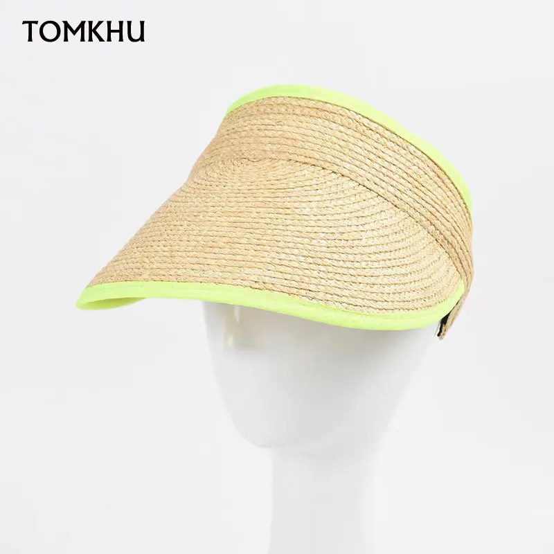 

New Summer Empty Top Color Edge Raffia Straw Suncap Beach Hat Wide Brim Women Sun Hat Fashion Casual Straw Cap Kawaii Visors