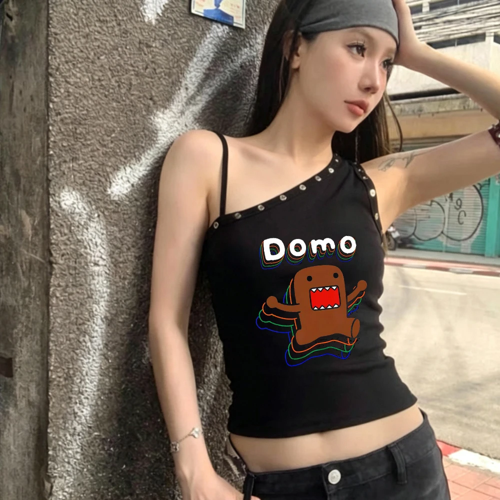 Фото Футболка-кроп-топ Domo Kun в стиле джойфуку, мем, харадзюку, гранж, готика, кьюткор, аниме, дешево №3