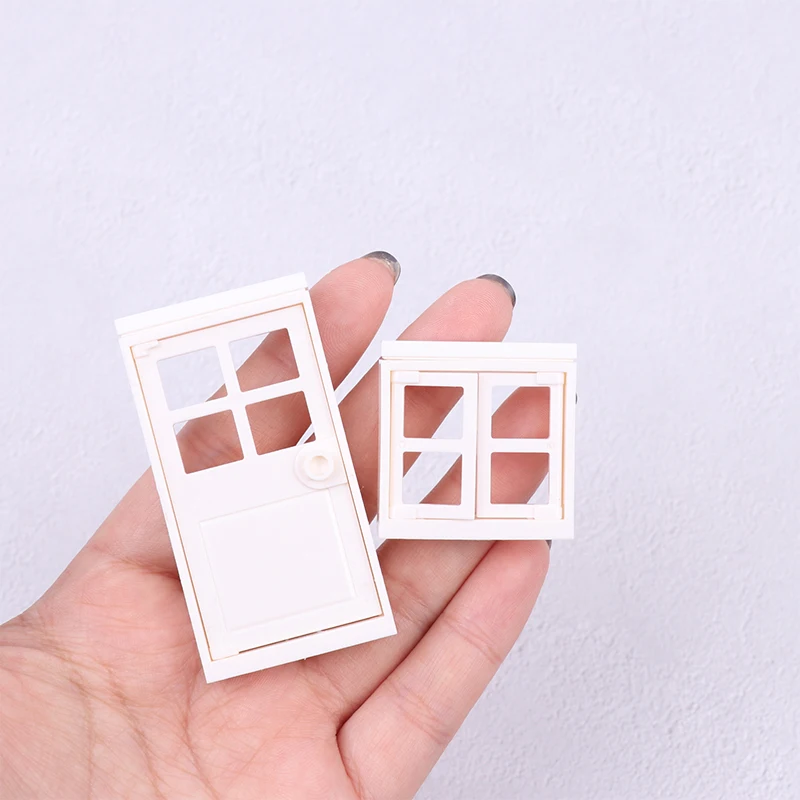 Mini House, Villa, Plastic Doors and Windows, House Modeling and Decoration DIY Window 1/12 Dollhouse Miniature Accessories images - 6