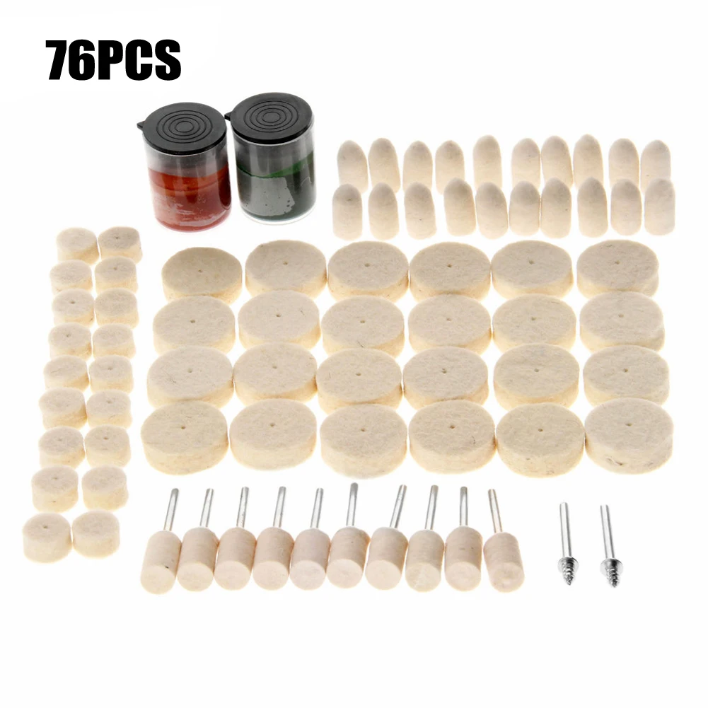 76pcs Wool Buffing Grinding Wheel Set Rotary Tools Accessories For Metal Glass Wool Grinding Paste Suits