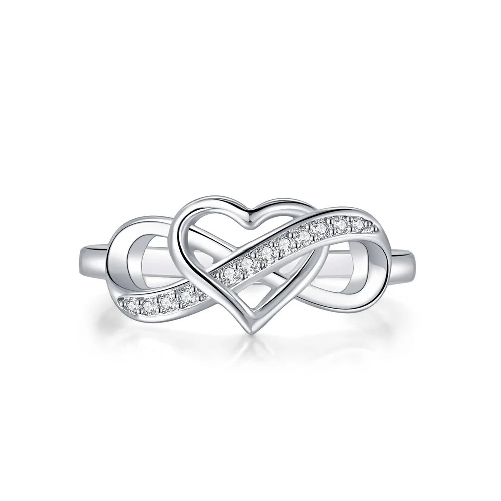 Couple Infinity Symbol heart Rings For Women It symbolizes love forever Ladies Jewellery Double Color Wedding Engagement Gift images - 6